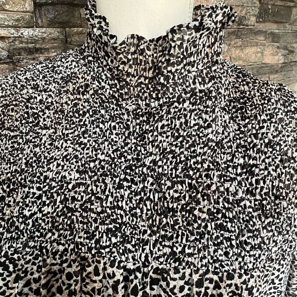 Taylor Monochrome Patterned Long Sleeve Dress - Picture 7 of 14